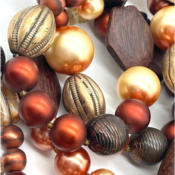 Vintage Wooden Beaded Boho Necklace 56" - Picture 9 of 13